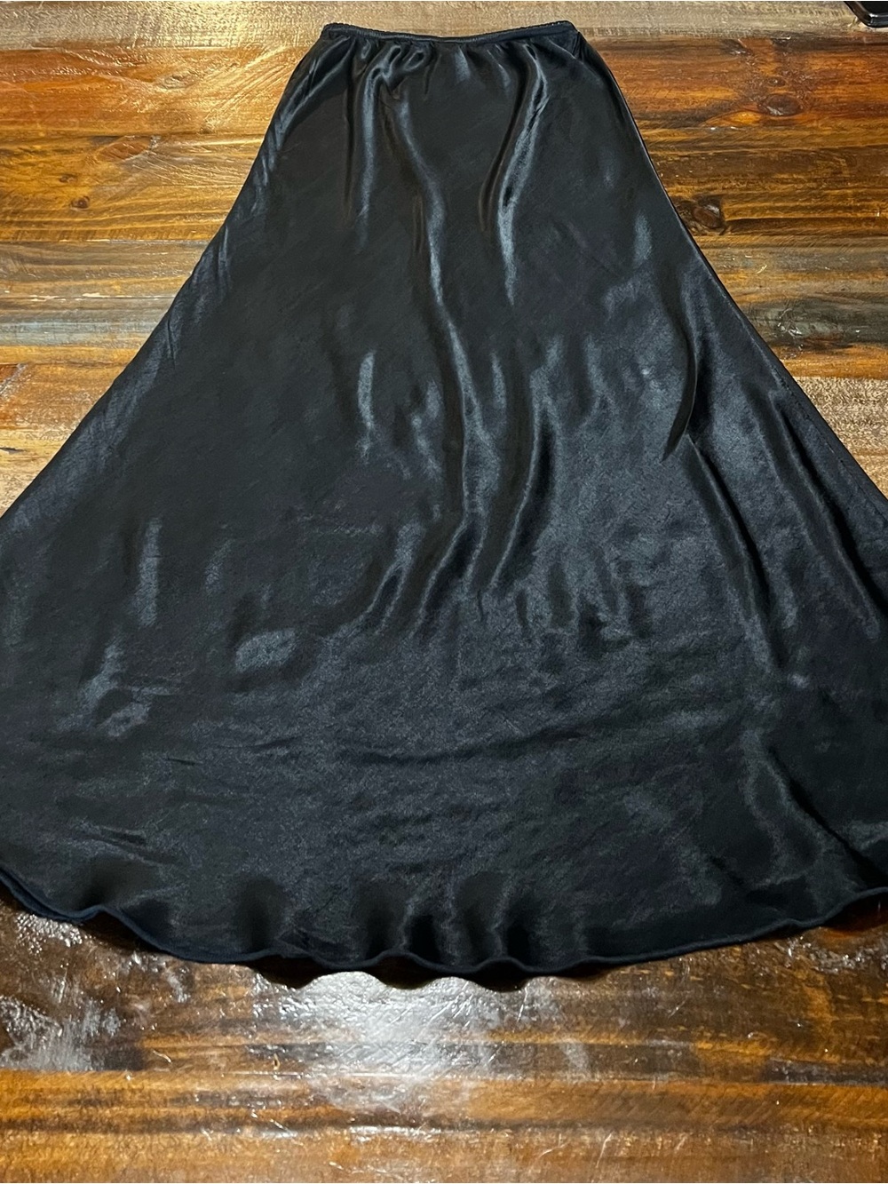Milio Milano Satin Black Midi Slip Skirt - Picture 3 of 8